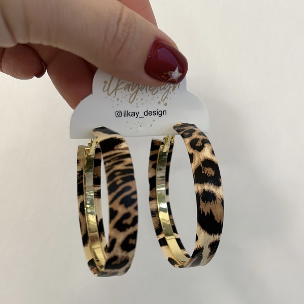 Özel Seri Leopar Desenli Halka Küpe 5cm