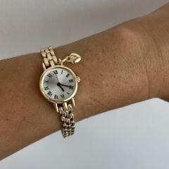 Kalp Charmlı Gold Saat