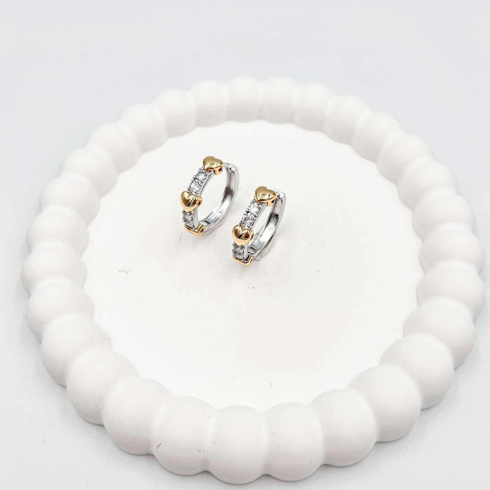 Özel Seri Taşlı Kalpli Halka Küpe 2cm