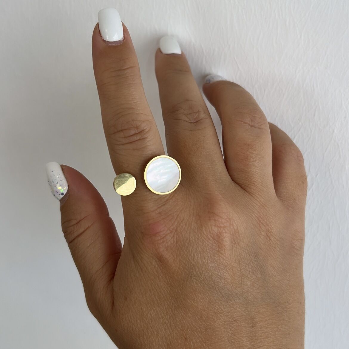 Çelik Sedefli Daire Yüzük