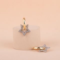 Özel Seri 2 Renkli  Zirkon Taşlı Yıldız Küpe