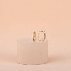 Özel Seri Zirkon Taşlı Oval Küpe 1,5cm