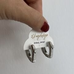 Özel Seri Taşlı Kalp Küpe 2cm