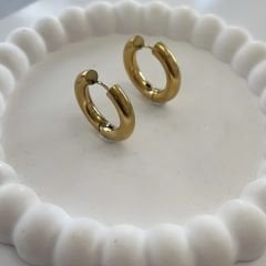 Çelik Bombeli Halka Küpe 2cm