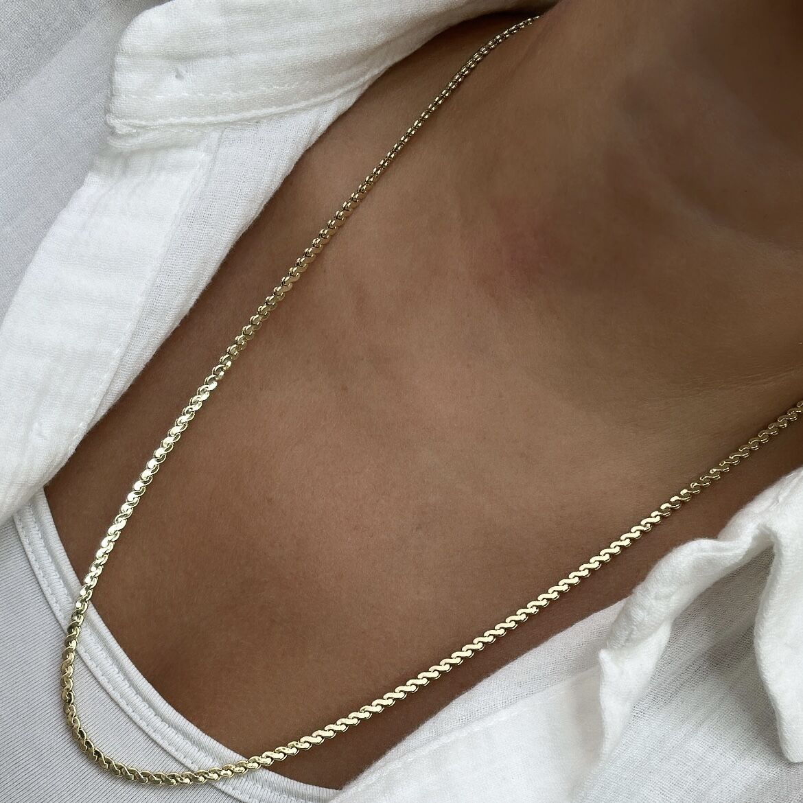 Özel Seri 14K Gold S Kıvrım Zincir 60cm