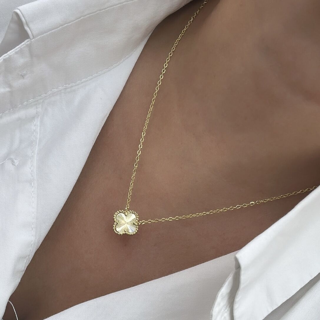 Özel Seri Tekli Yonca Kolye 50cm Gold