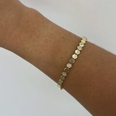 Özel Seri 14k Gold Taşlı Petek Bileklik 19cm