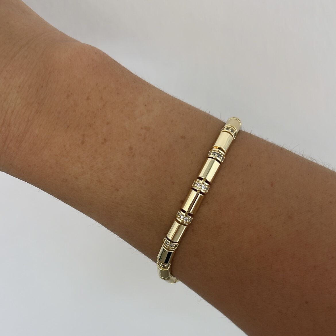 Özel Seri 14K Gold Taşlı Plaka Bileklik 19cm