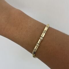 Özel Seri 14K Gold Taşlı Plaka Bileklik 19cm