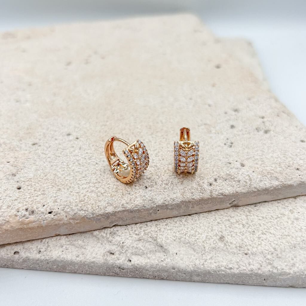 Vip Seri  Zirkon Taşlı Halka Küpe 1,5cm