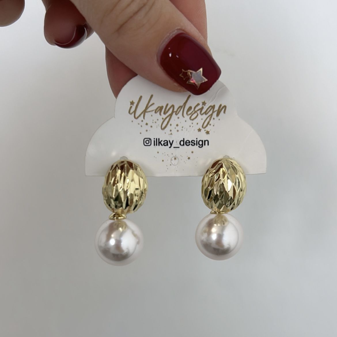 Vip Seri Gold Detaylı İnci Küpe