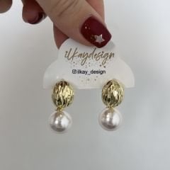 Vip Seri Gold Detaylı İnci Küpe