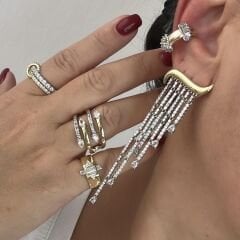 Özel Seri Gold Gümüş Zirkon Taşlı Küpe