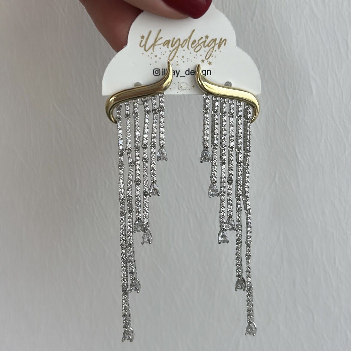 Özel Seri Gold Gümüş Zirkon Taşlı Küpe