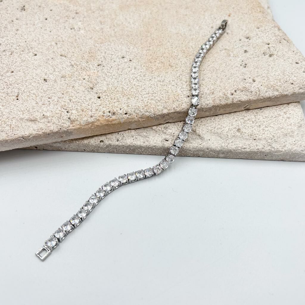 Özel Seri Zirkon Taşlı Döküm Su Yolu 4ml Bileklik 17cm