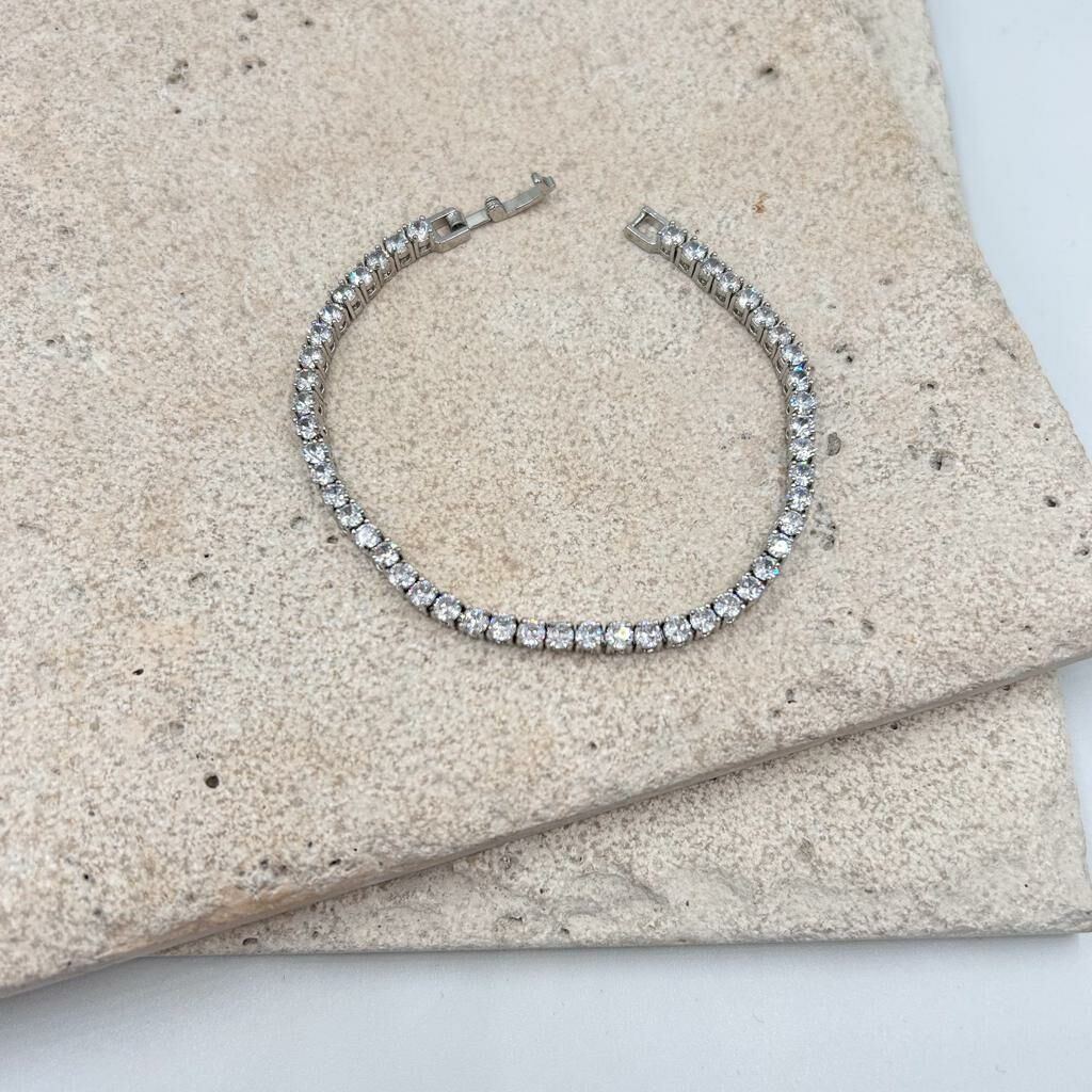 Özel Seri Zirkon Taşlı 3ml Döküm Su Yolu Bileklik 17cm