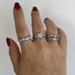 Özel Seri Zirkon Taşlı Yıldızlı Yüzük (ayarlı)