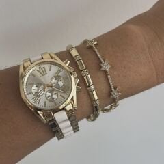 Beyaz Gold Detaylı Saat