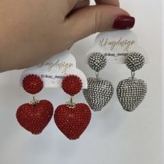 Özel Seri Zirkon Taşlı Kalpli Küpe