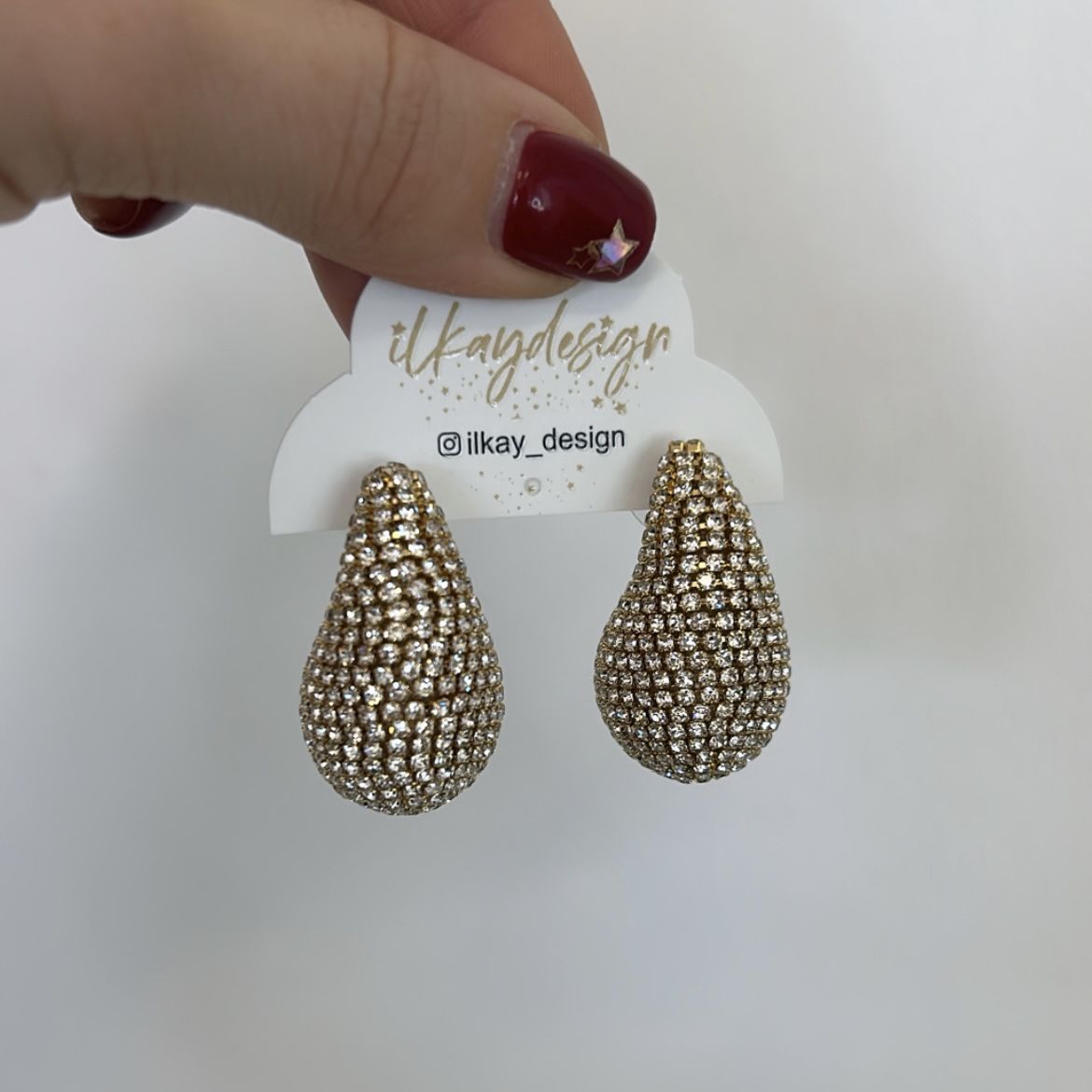 Özel Seri Zirkon Taşlı Damla Küpe Gold