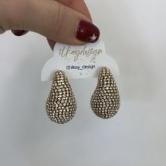 Özel Seri Zirkon Taşlı Damla Küpe Gold