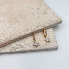 Vip Seri  Zirkon Taşlı Yıldızlı Halka Küpe