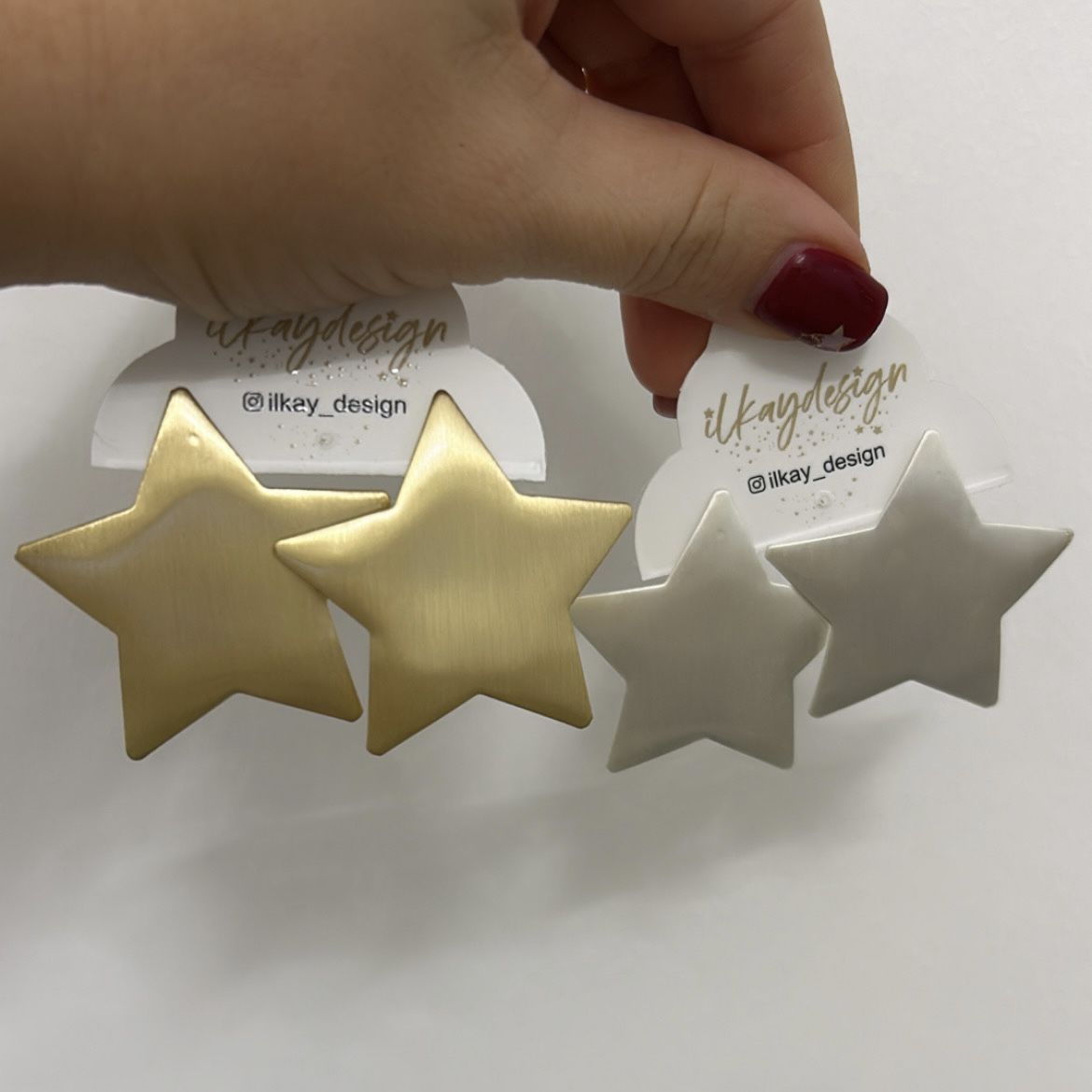 Özel Seri Mat Yıldız Küpe 4cm