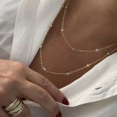 Özel Seri  14 k Gold Taşlı Kolye 95cm