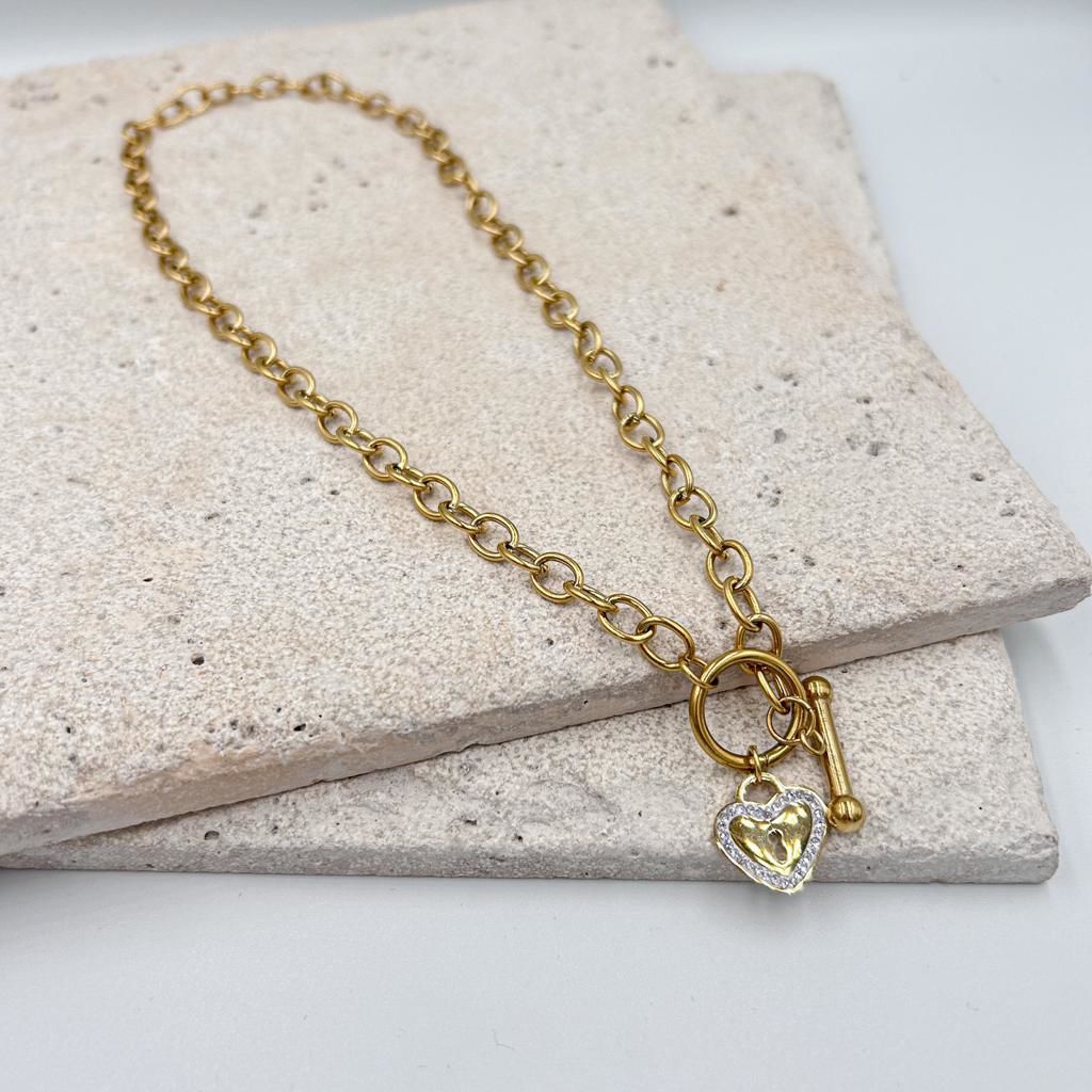 Çelik Kalpli Kolye 40 cm