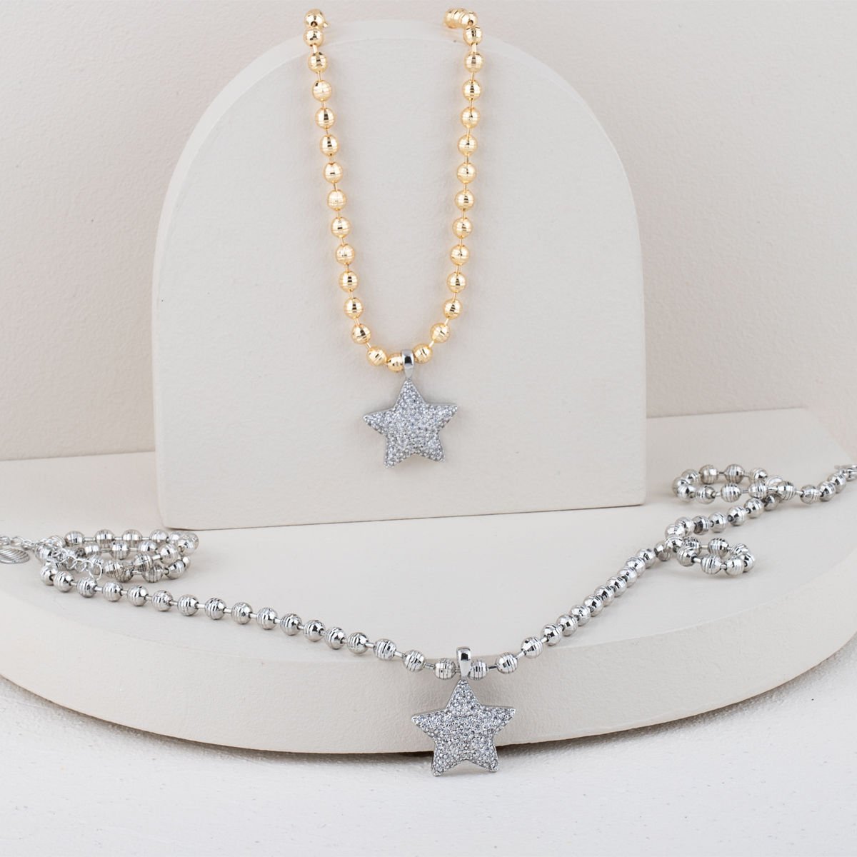 Özel Seri Zirkon Taşlı Dorika Yıldız Kolye 57cm