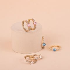 Özel Seri Taşlı Kalpli Halk Küpe 1,5cm