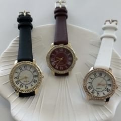 Zirkon Taşlı Kayışlı Saat