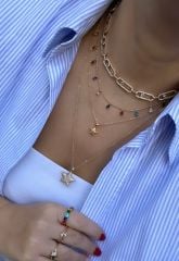 Özel Seri Zirkon Taşlı Messi Choker Kolye 45 cm
