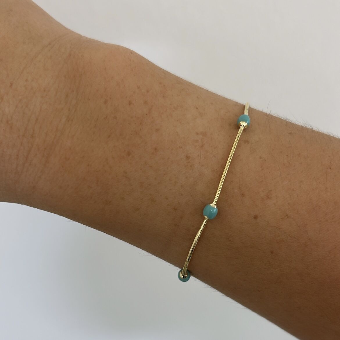 Vip Seri 14k Gold Mavi Boncuklu Bileklik 20 cm