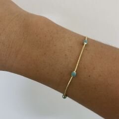 Vip Seri 14k Gold Mavi Boncuklu Bileklik 20 cm