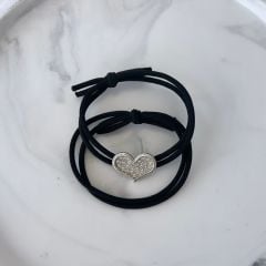 Taşlı Kalpli Lastik Toka