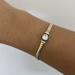 Özel Seri 14k Gold Siyah Mineli Taşlı Bileklik 22 cm