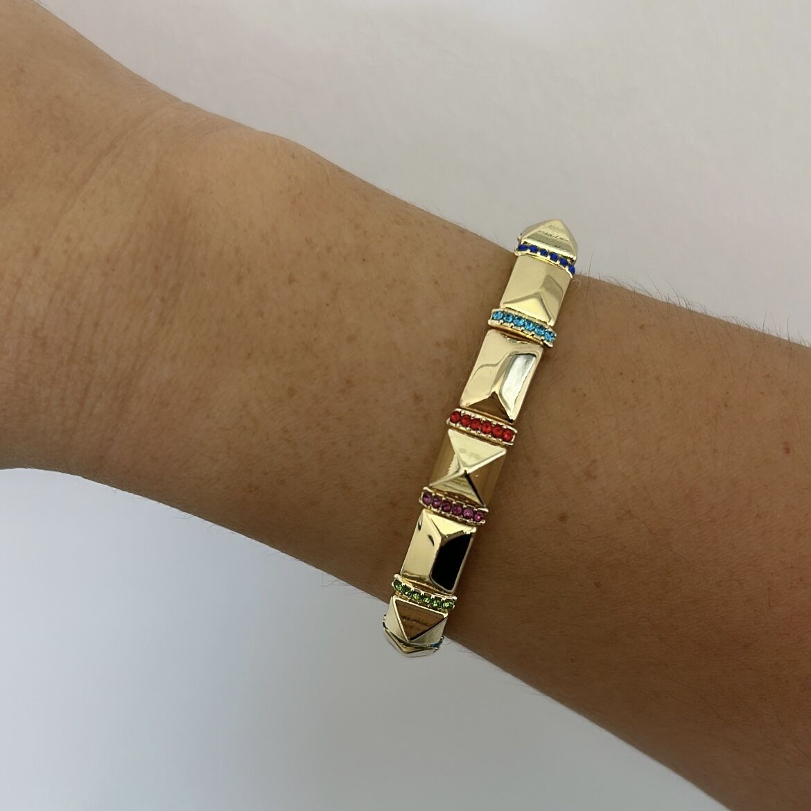 Özel Seri Renkli Taşlı Köşeli Lastik Bileklik