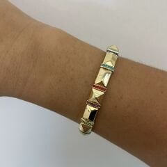 Özel Seri Renkli Taşlı Köşeli Lastik Bileklik