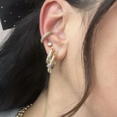 Özel Seri Zirkon Taşlı Halka Kıkırdak Küpe