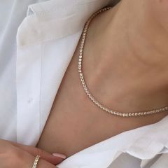 Özel Seri Zirkon Taşlı  3mm Su Yolu Kolye 45 cm