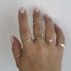 Özel Seri Zirkon Taşlı Kıvrımlı Eklem Yüzüğü