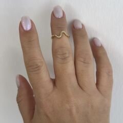 Özel Seri Zirkon Taşlı Kıvrımlı Eklem Yüzüğü