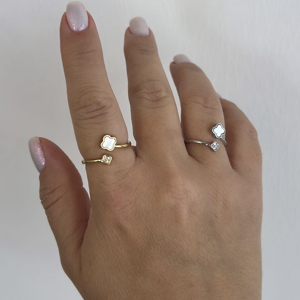 Özel Seri Sedefli Taşlı Yonca Yüzük