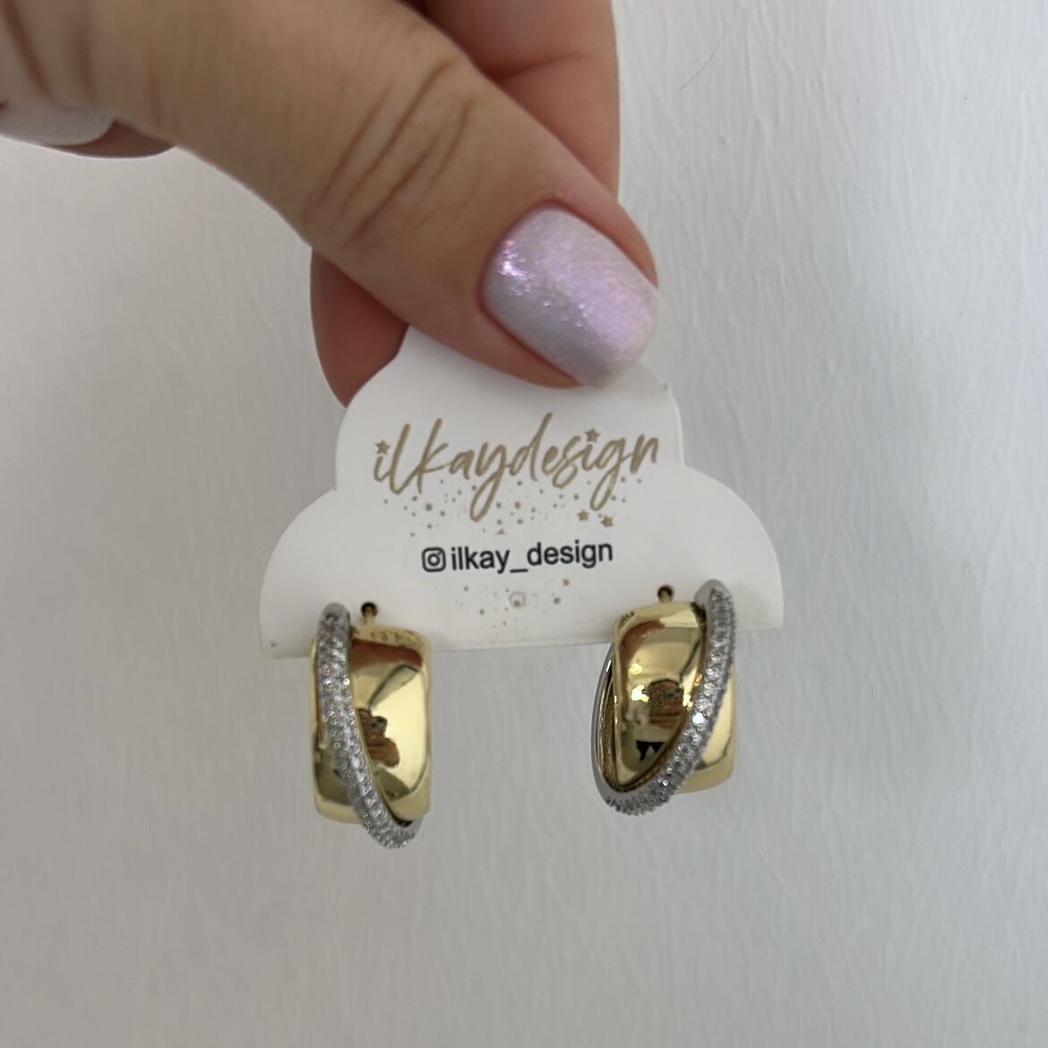 Özel Seri Kalın Taşlı Halka Küpe 2 cm