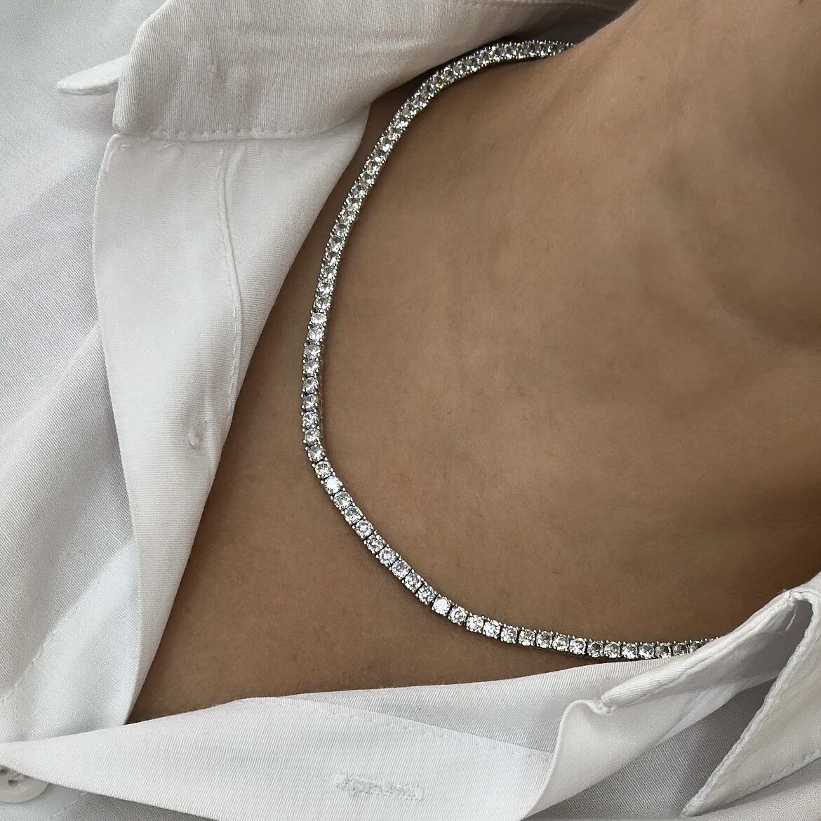 Özel Seri Döküm 3 mm Taşlı Suyolu Kolye 45 cm