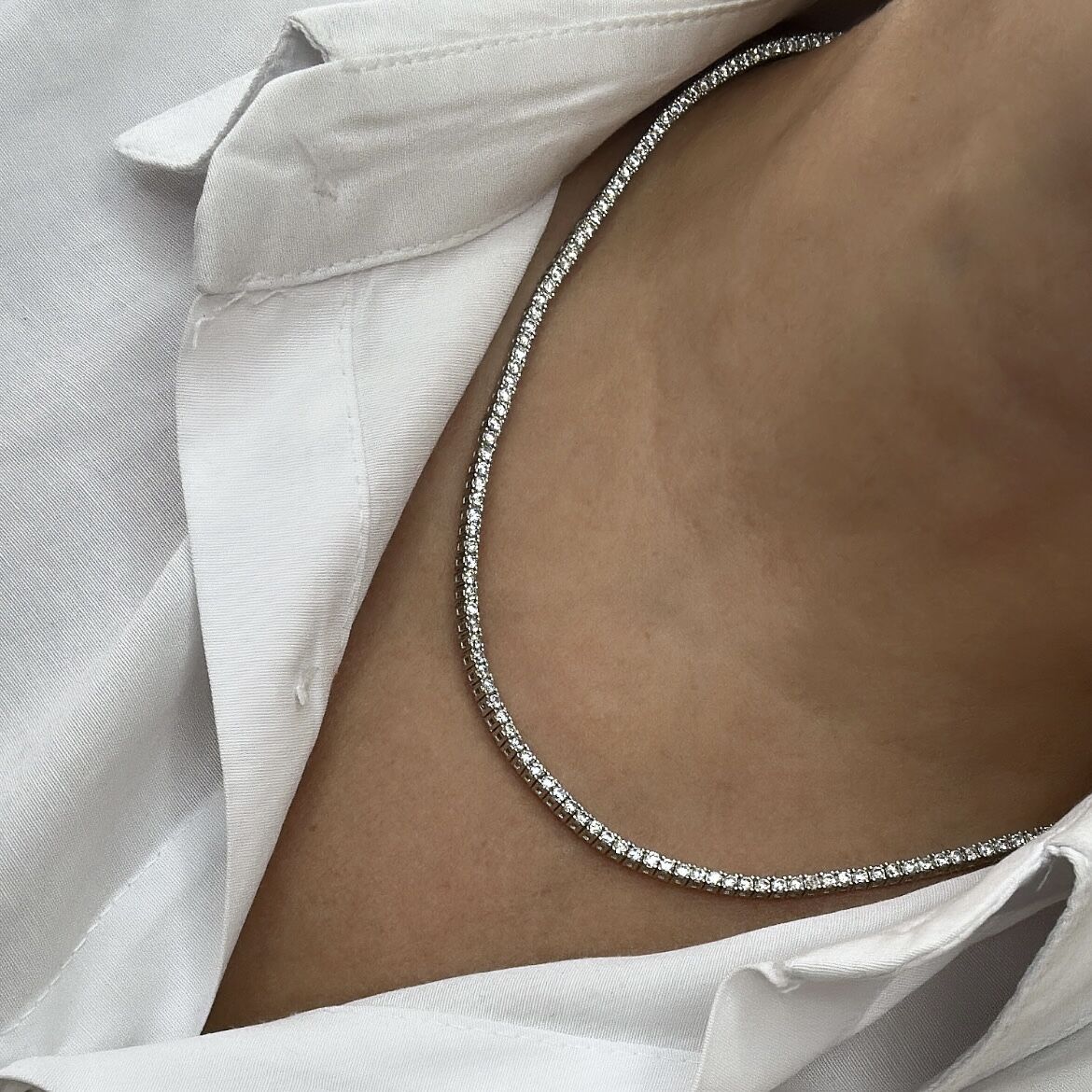 Özel Seri Döküm 2 mm Taşlı Suyolu Kolye 45 cm