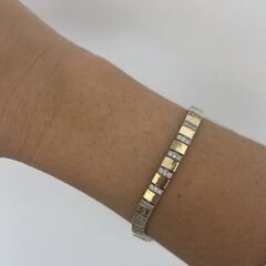 Özel Seri Zirkon Taşlı Gold Gümüş Plaka Bileklik 18 cm