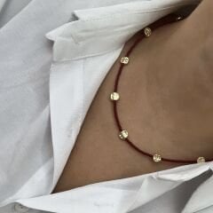 Özel Seri Bordo Kum Boncuklu Kolye 43 cm