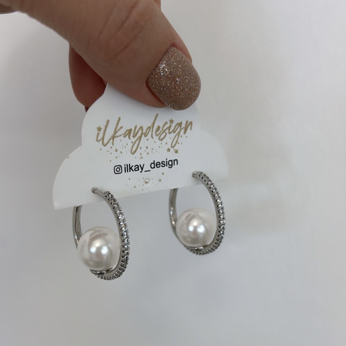 Özel Seri İncili Halka Küpe 2 cm